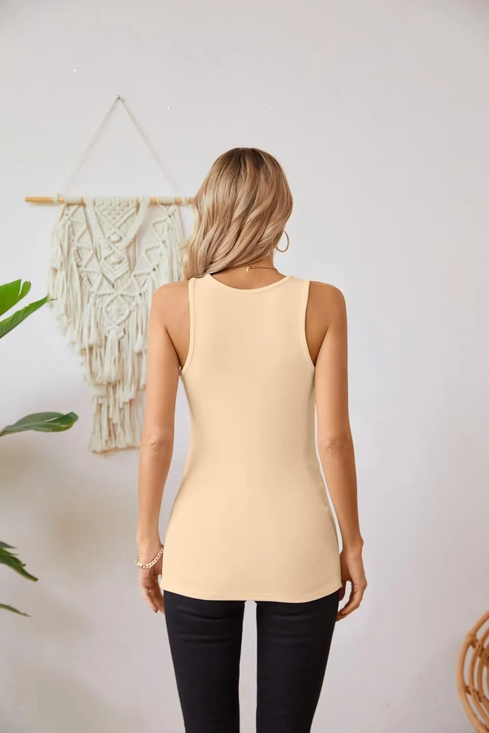 VICHYIE Tank Tops for Women Summer Sleeveless Shirts V Neck Ribbed Slim Fitted Tops Cami Blouses
