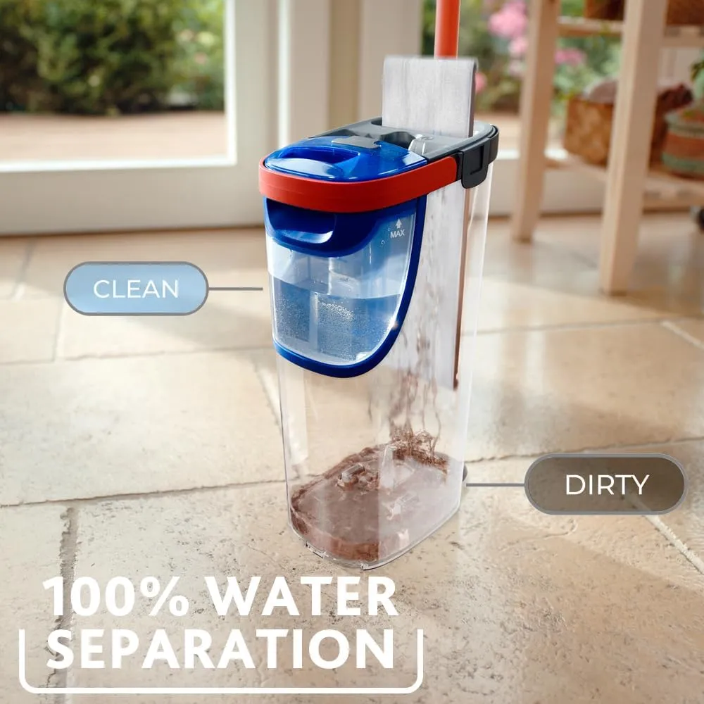 Vileda H2PrO Flat mop System - Revolutionary Clean and Dirty Water Separation - Water-Saving Design - Compact Storage - Ergonomic Handle - Microfibre Power - Can be Used one-Handed