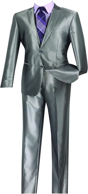 Vinci Men's 2 Button Single Breasted Shark Skin Slim Fit Suits S2RK-5