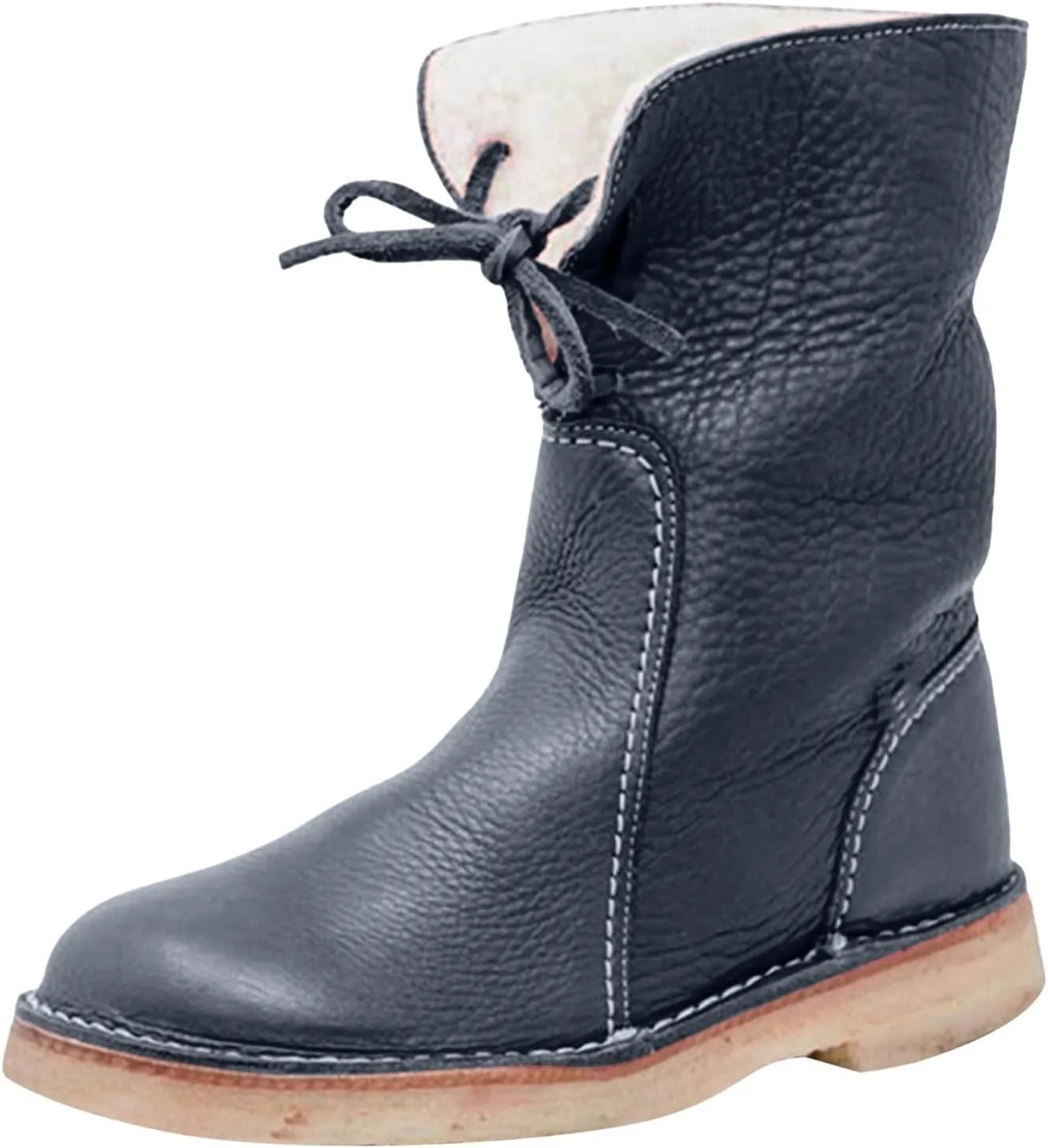 Vintage Buttery-Soft Leather Waterproof Wool Lining Boots, Winter Warm Vintage Buttery-Soft Fur Wool Lining Non-slip Boots