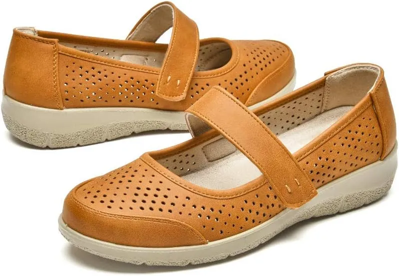 VJH confort Mary Jane Flats Orthopedic Shoes Women's,Breathable Slip-On Light Weight Comfort Orthotic Casual Walking Shoes