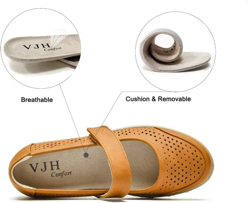 VJH confort Mary Jane Flats Orthopedic Shoes Women's,Breathable Slip-On Light Weight Comfort Orthotic Casual Walking Shoes