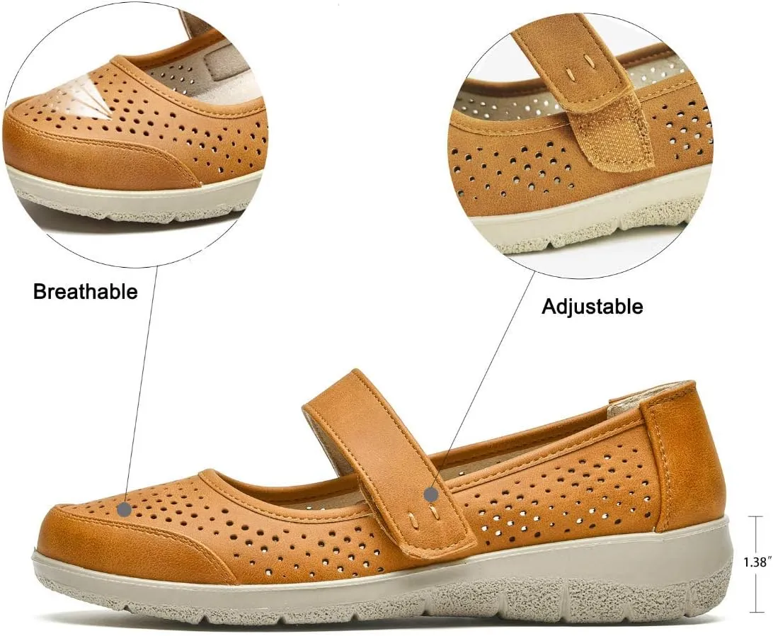 VJH confort Mary Jane Flats Orthopedic Shoes Women's,Breathable Slip-On Light Weight Comfort Orthotic Casual Walking Shoes