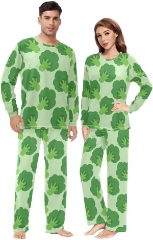 VKPSCHJ Women's Pajama Sets Broccoli Cabbage Pattern Soft Lounge Sets Men's Pajama Sets with Pockets Matching Pjs
