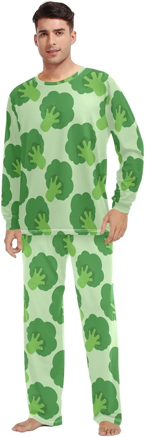 VKPSCHJ Women's Pajama Sets Broccoli Cabbage Pattern Soft Lounge Sets Men's Pajama Sets with Pockets Matching Pjs