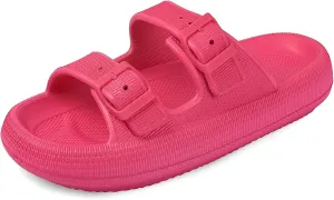 VONMAY Comfort Sandals for Women and Men Pillow Slippers Double Buckle Quick Dry Adjustable Slides Cushioned Thick Sole EVA Flat Sandals