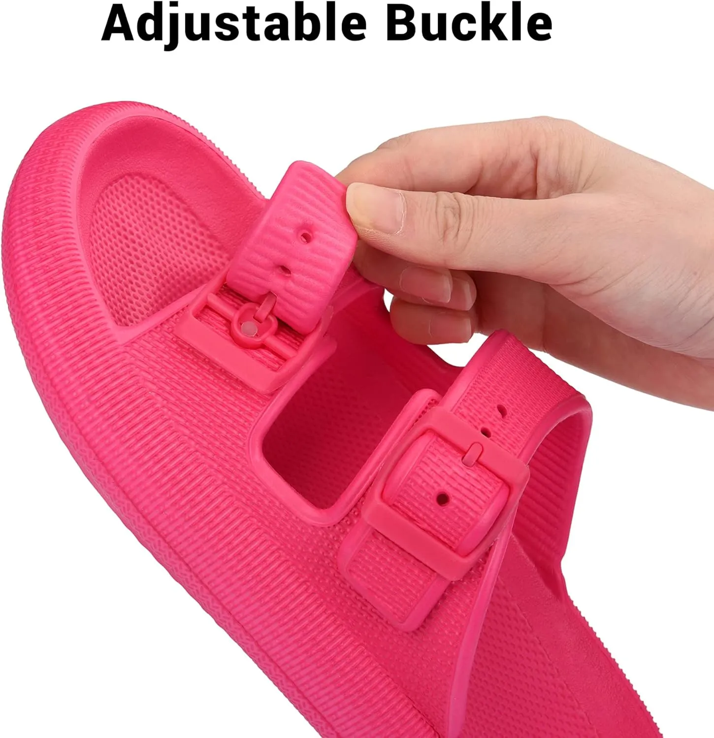VONMAY Comfort Sandals for Women and Men Pillow Slippers Double Buckle Quick Dry Adjustable Slides Cushioned Thick Sole EVA Flat Sandals