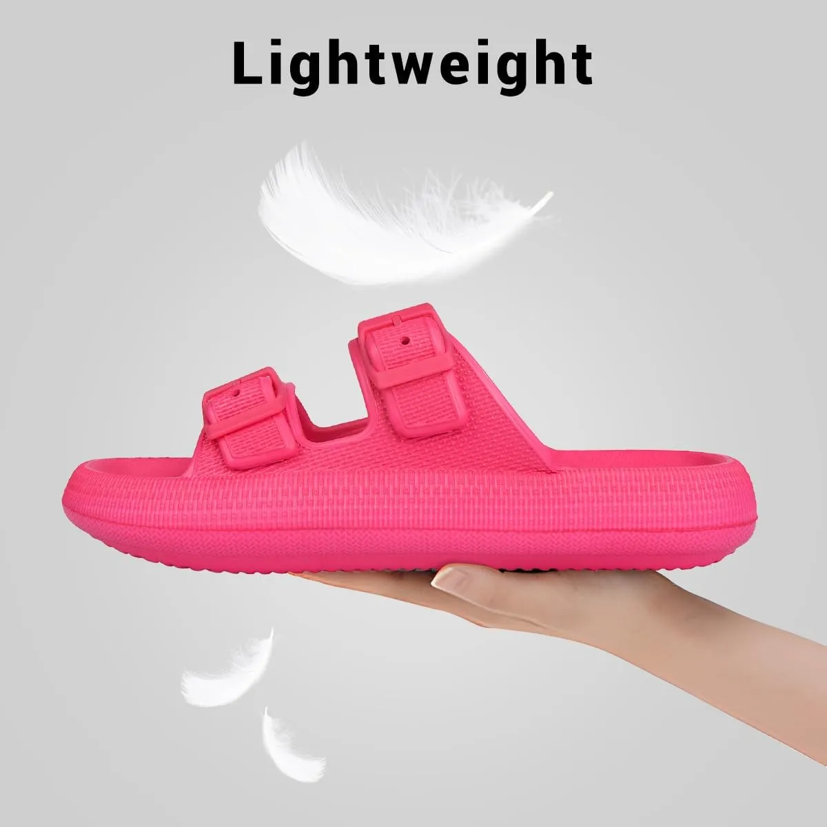 VONMAY Comfort Sandals for Women and Men Pillow Slippers Double Buckle Quick Dry Adjustable Slides Cushioned Thick Sole EVA Flat Sandals