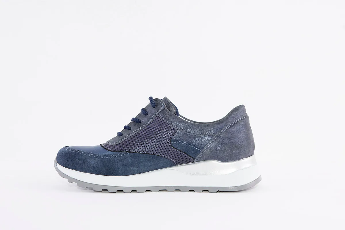 WALDLAUFER - 364027 404 HIROKO-LACED WEDGE FASHION SHOE - NAVY