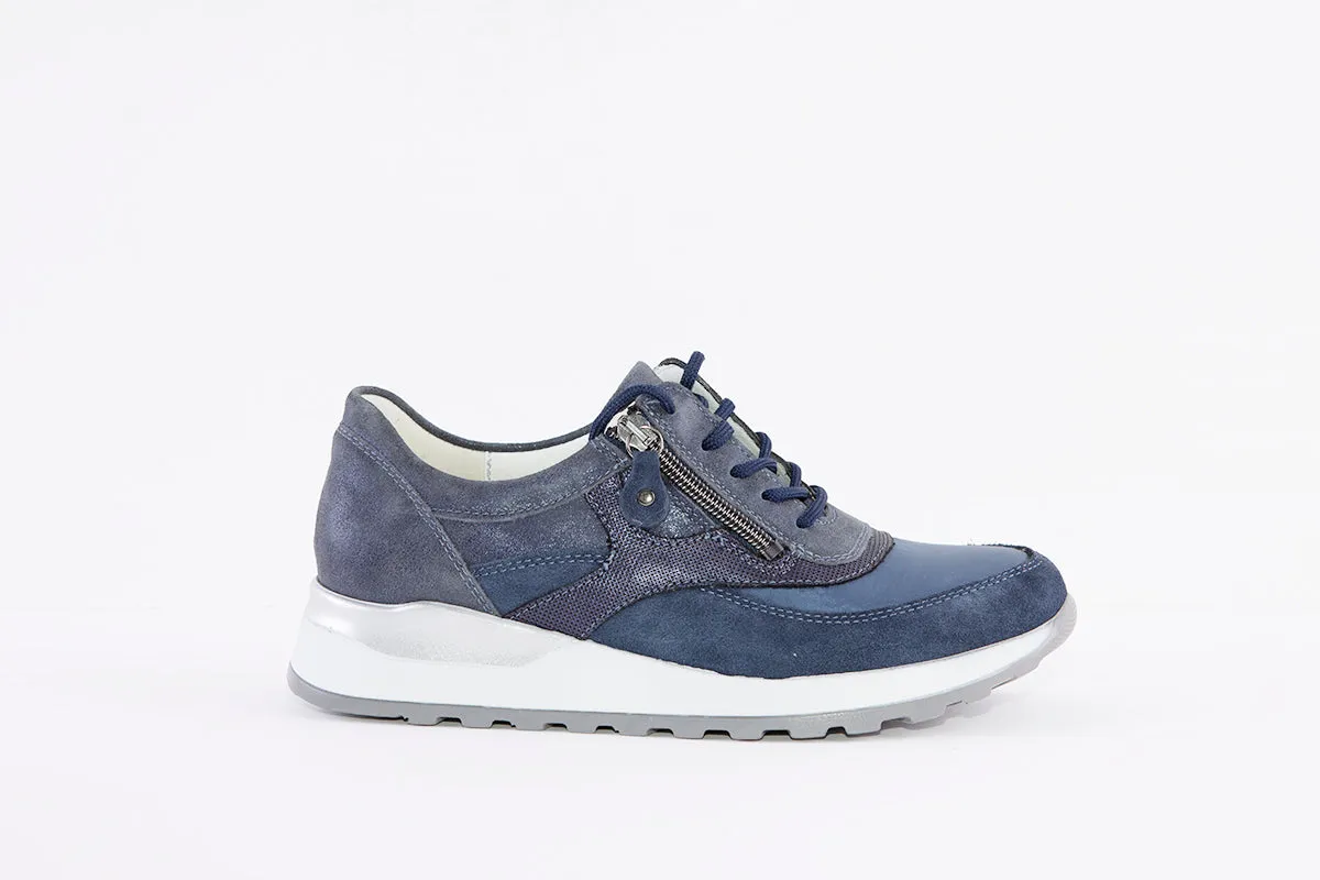 WALDLAUFER - 364027 404 HIROKO-LACED WEDGE FASHION SHOE - NAVY