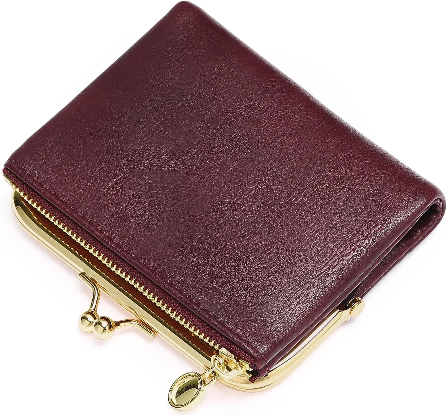 Wallet Women Small RFID Blocking Bifold Leather Wallets for Women Vintage Coin Purse With Zipper and Kiss Lock
