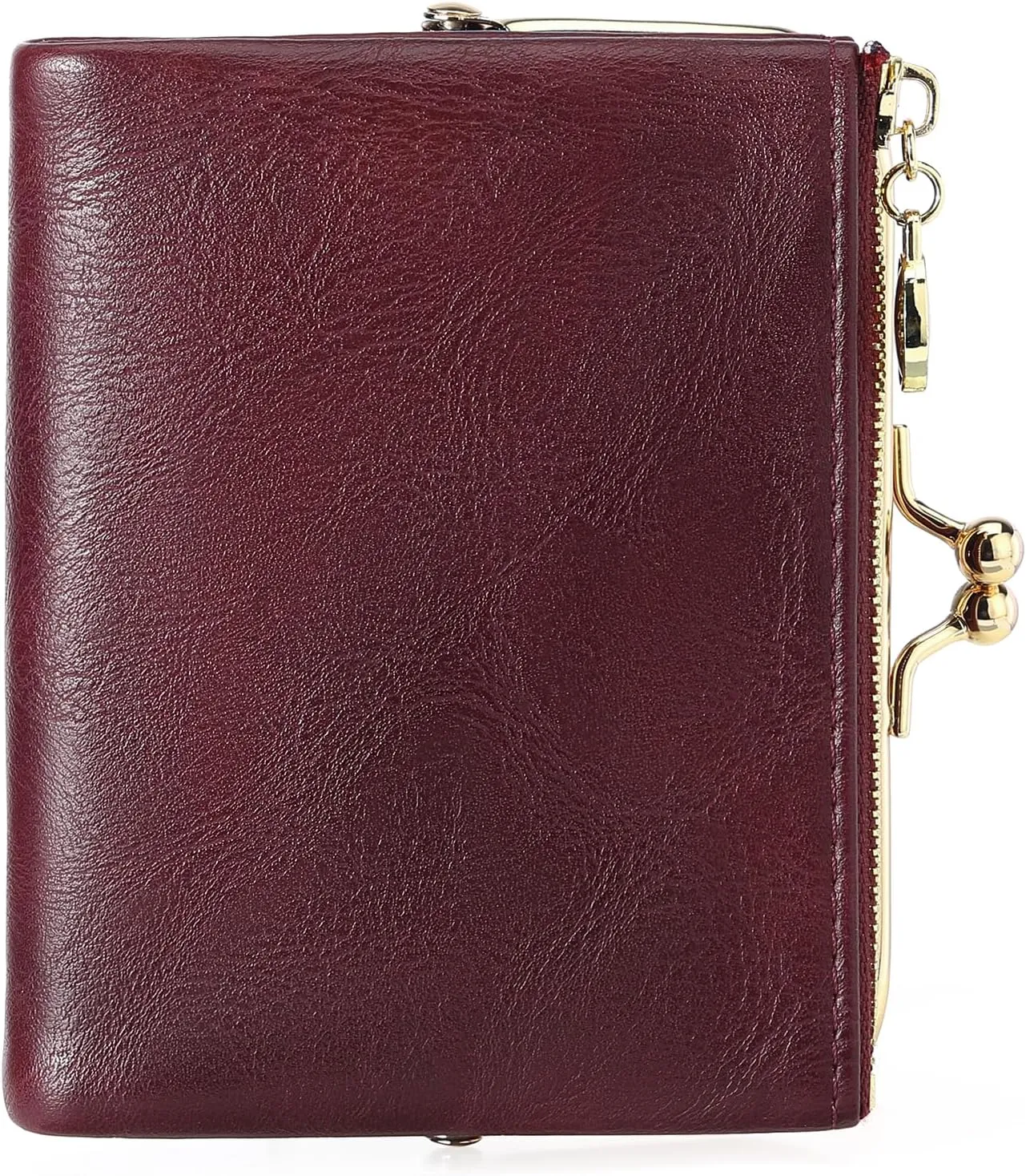 Wallet Women Small RFID Blocking Bifold Leather Wallets for Women Vintage Coin Purse With Zipper and Kiss Lock