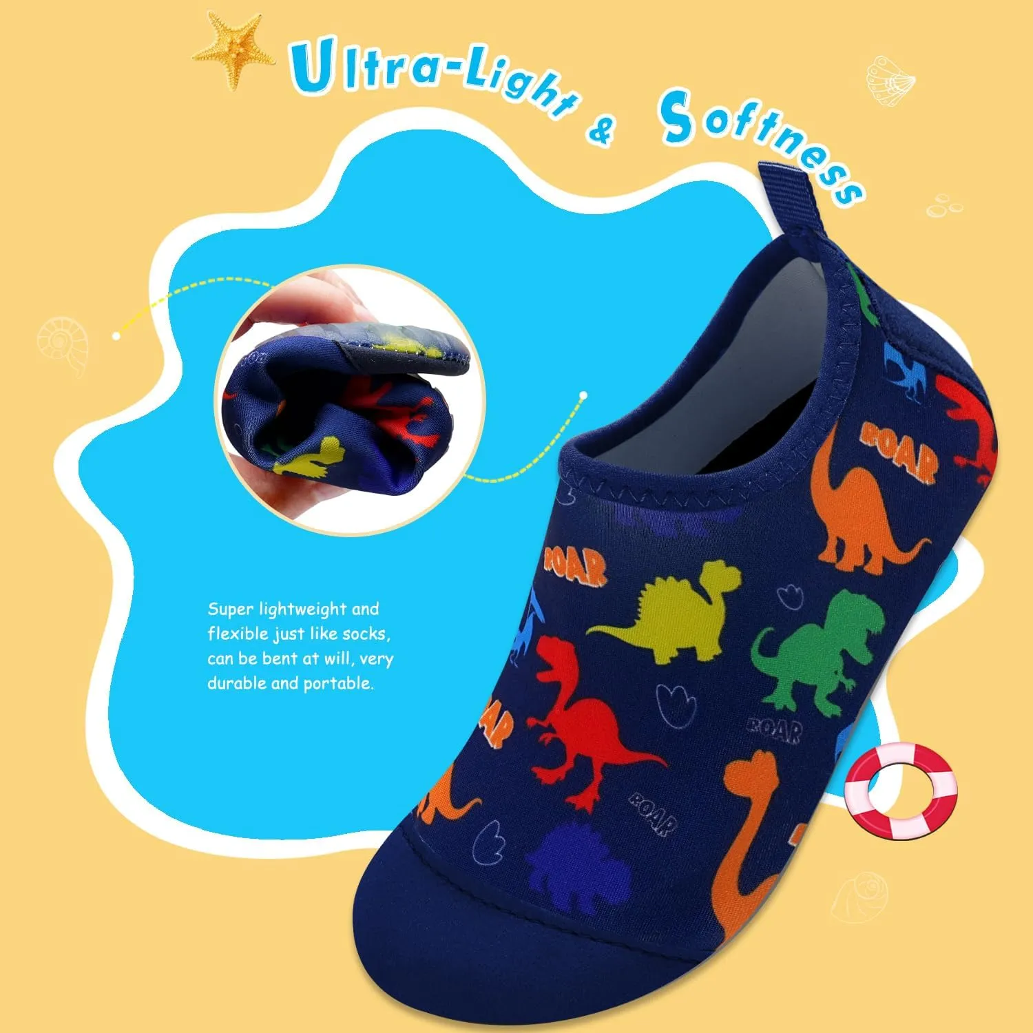 WateLves Kids Water Shoes Toddler Girls Boys Barefoot Non-Slip Quick Dry Aqua Socks for Beach Swim Walking