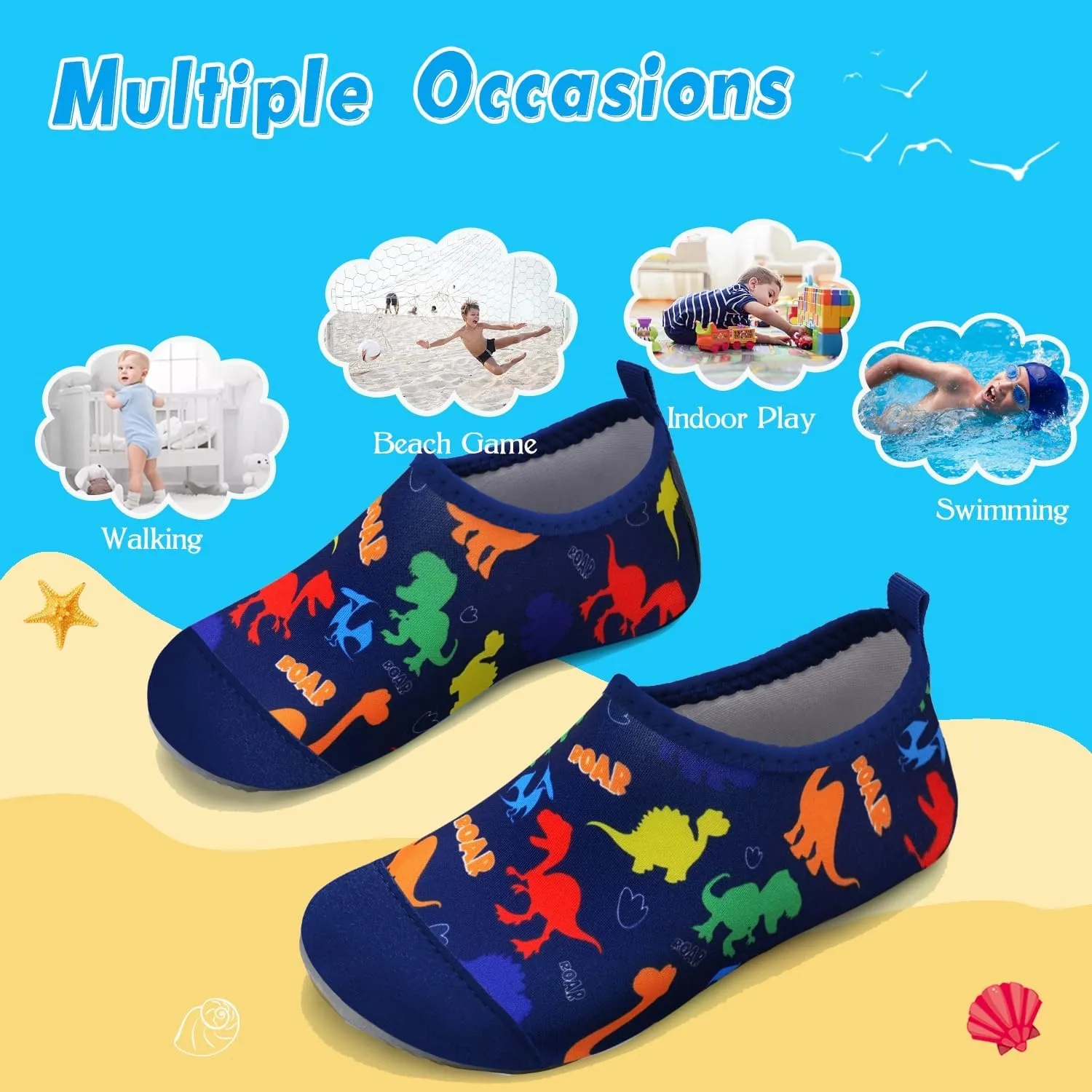 WateLves Kids Water Shoes Toddler Girls Boys Barefoot Non-Slip Quick Dry Aqua Socks for Beach Swim Walking