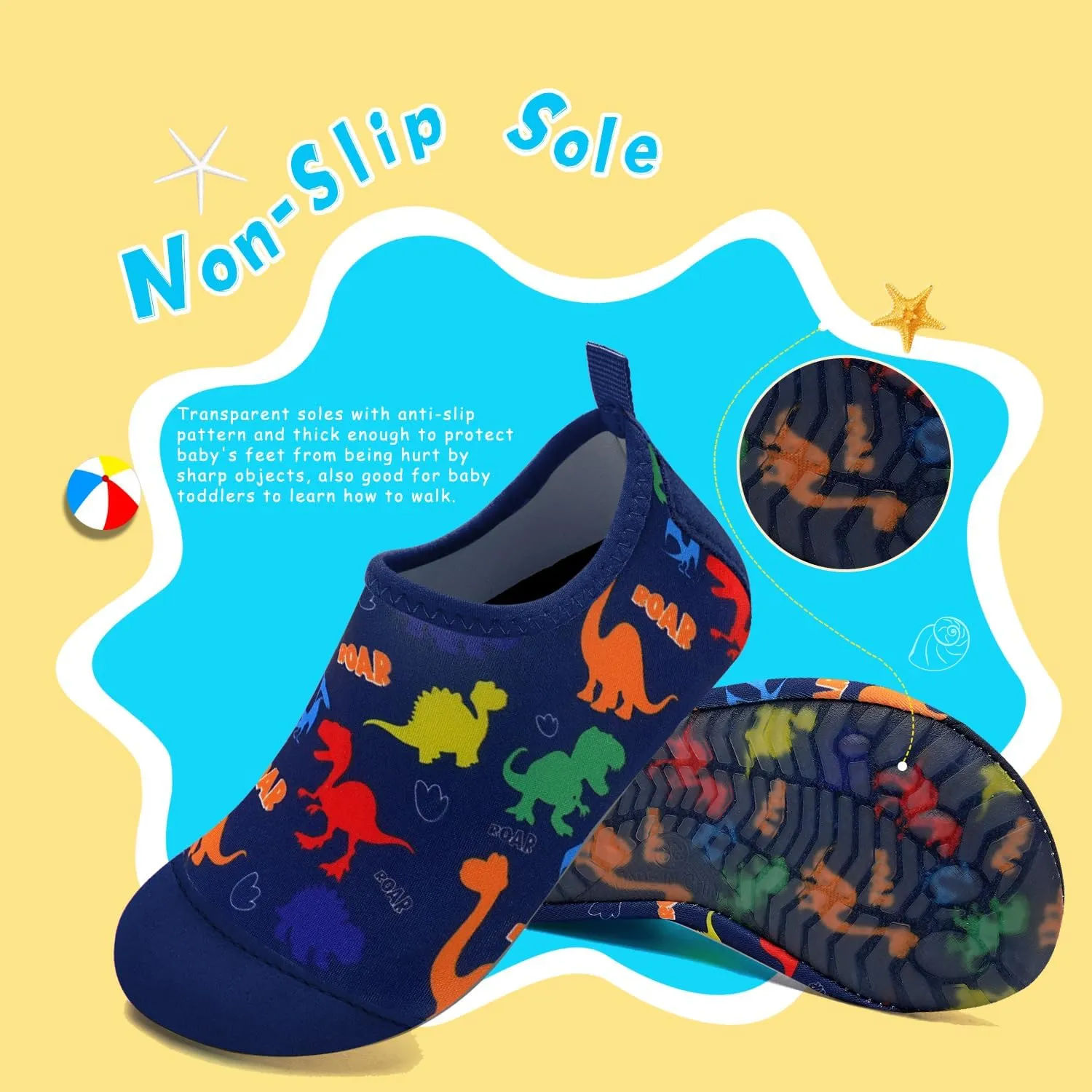 WateLves Kids Water Shoes Toddler Girls Boys Barefoot Non-Slip Quick Dry Aqua Socks for Beach Swim Walking