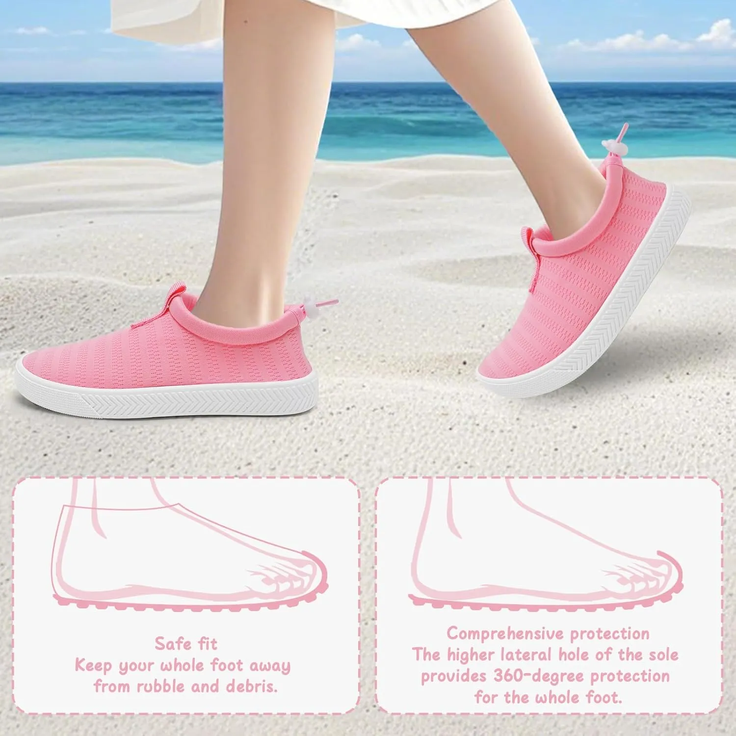 WateLves Toddler Water Shoes Kids Boys and Girls Quick Dry Water Sneakers Slip On Aqua Swim Shoes for Beach Daily Walking