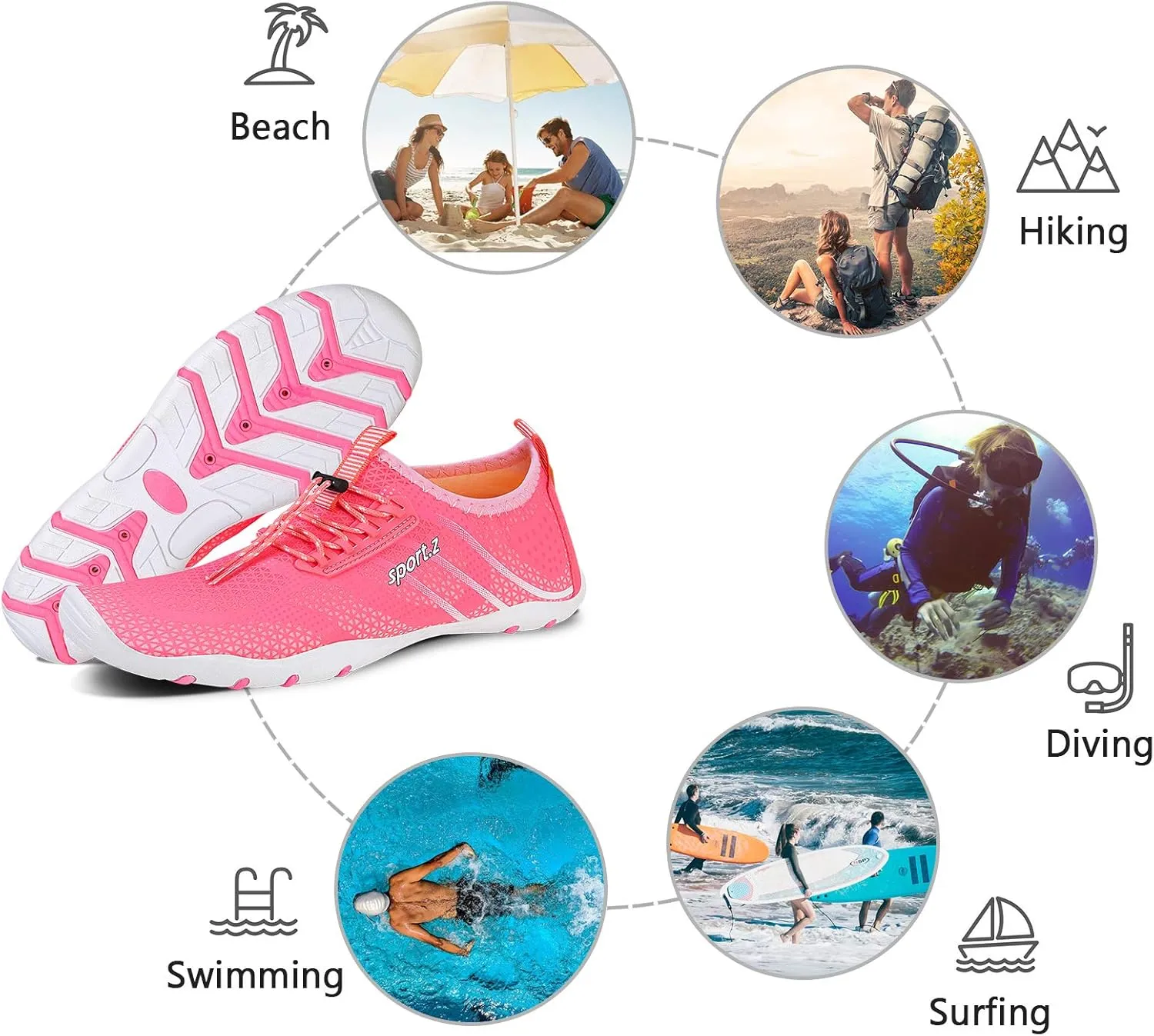 WateLves Water Shoes Mens Womens Barefoot Beach Swim Shoes Quick-Dry Aqua Socks for Surf Pool Yoga Water Aerobics
