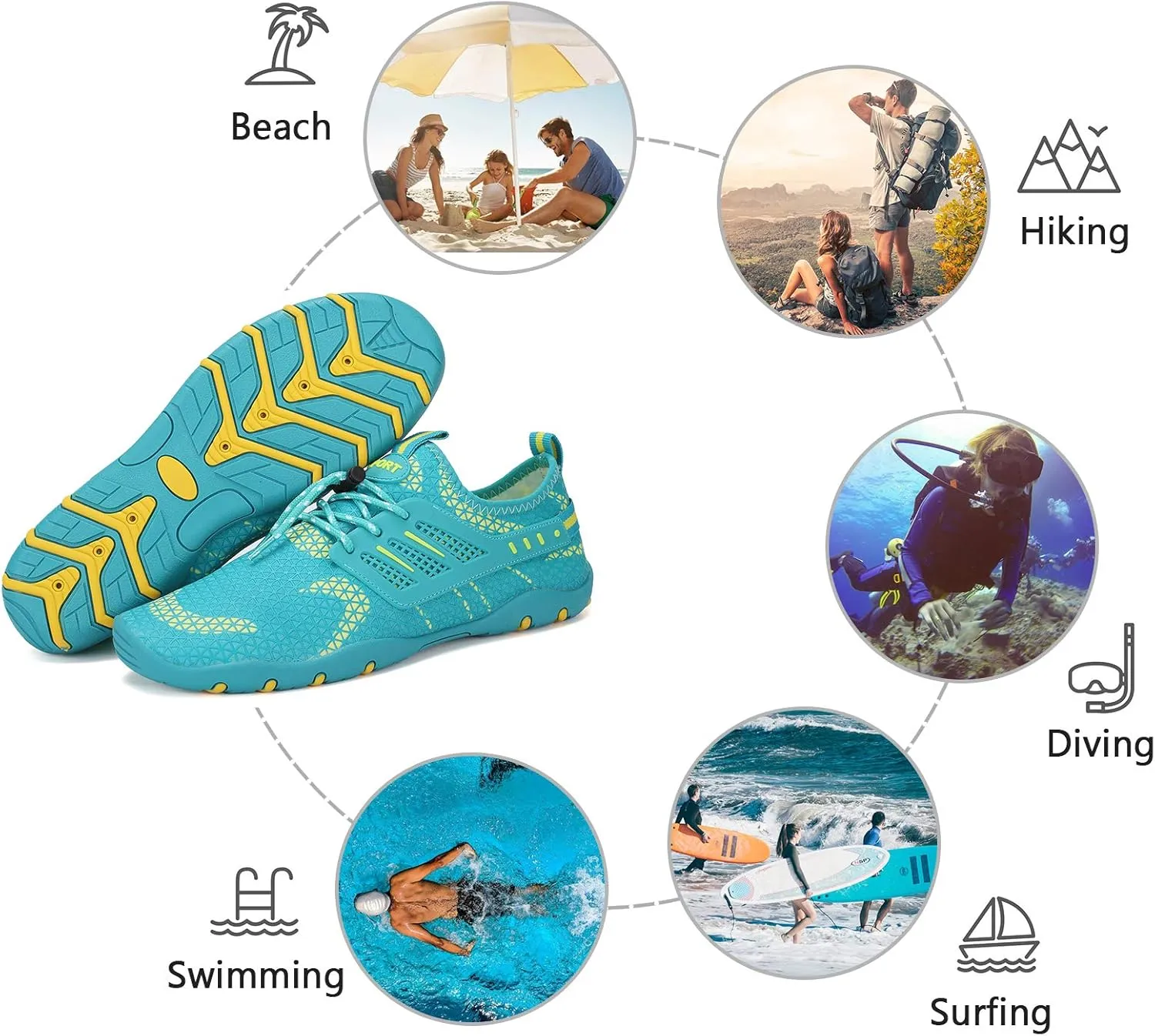 WateLves Water Shoes Mens Womens Beach Swim Shoes Quick-Dry Aqua Socks Pool Shoes for Surf Yoga Water Aerobics