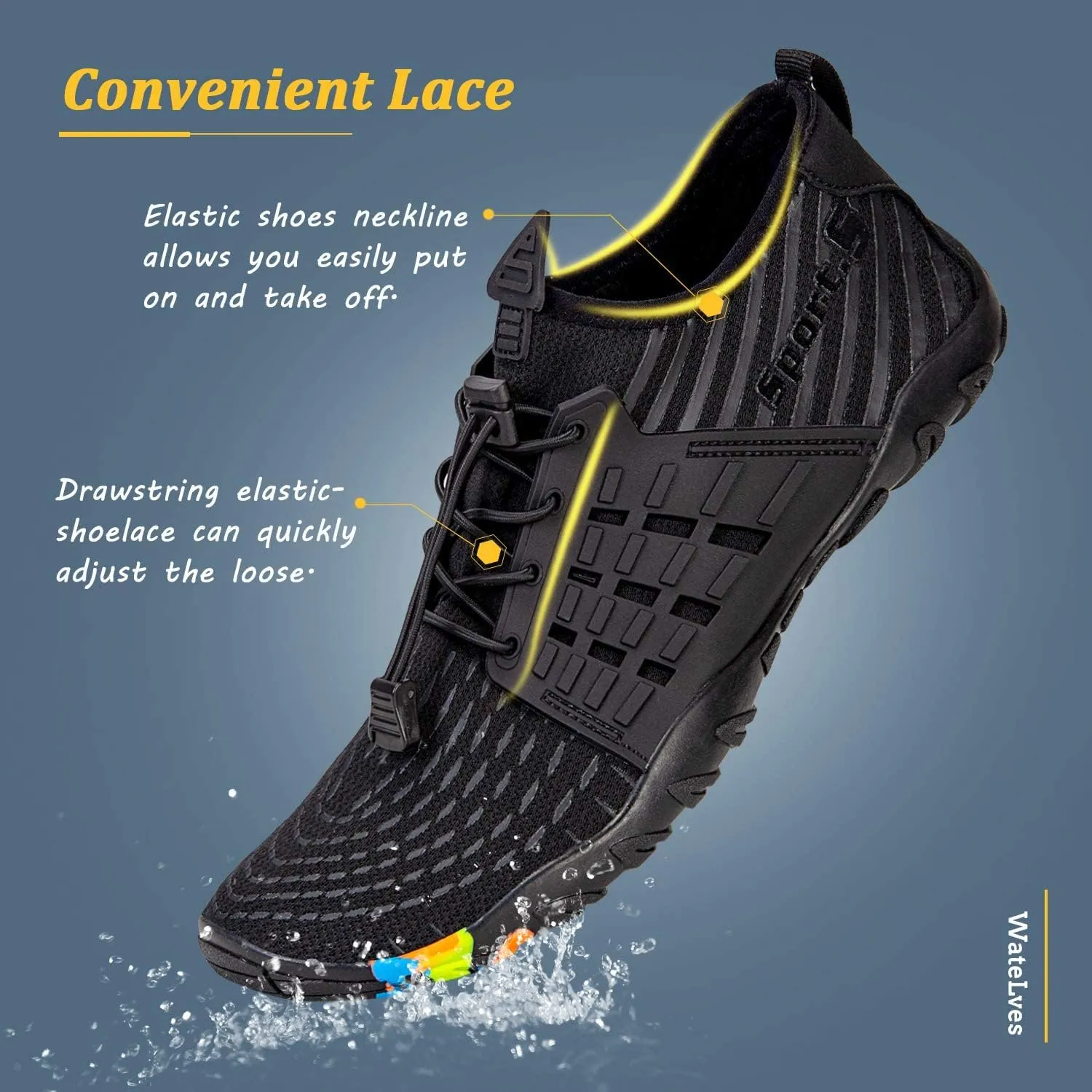 WateLves Water Shoes Mens Womens Beach Swim Shoes Quick-Dry Aqua Socks Pool Shoes for Surf Yoga Water Aerobics