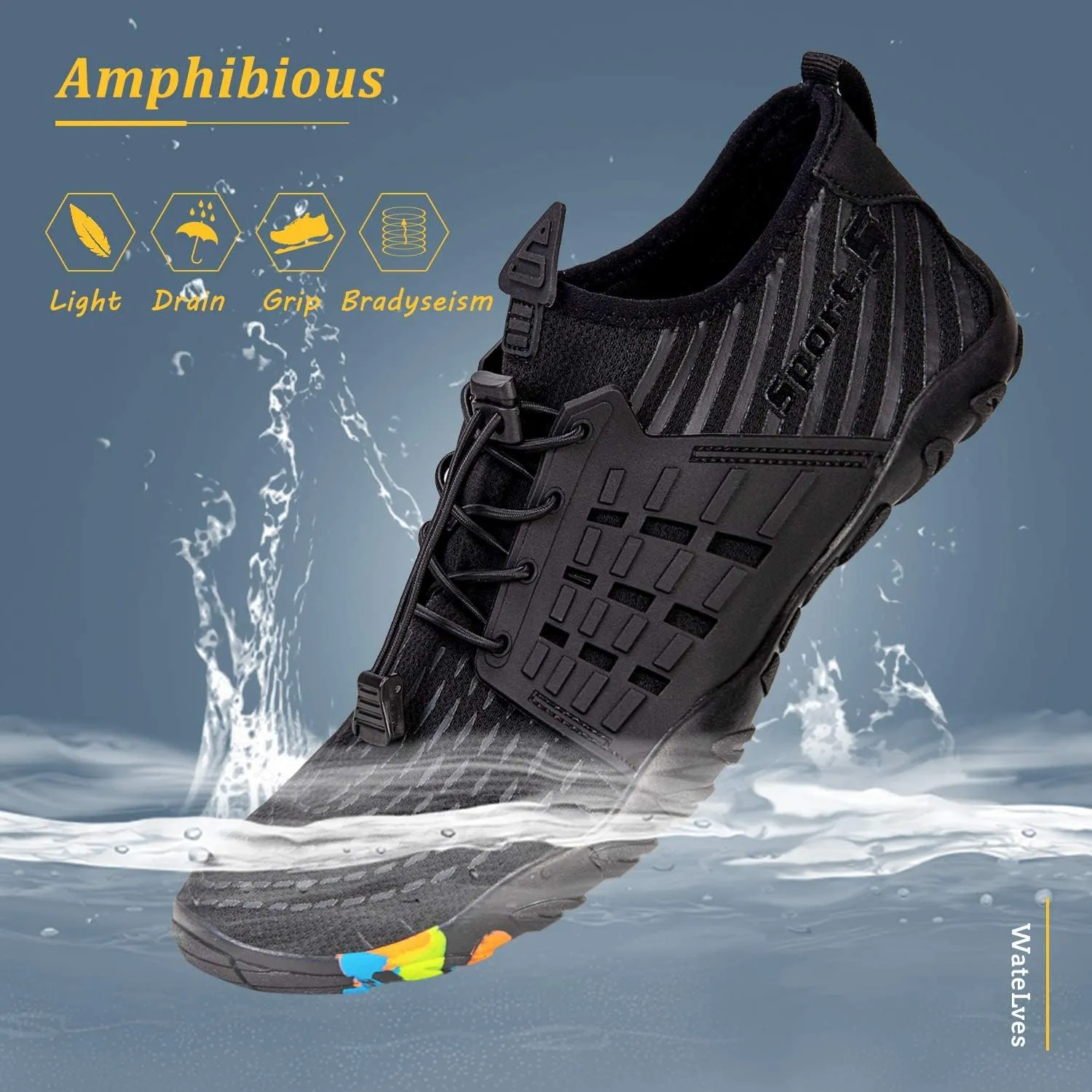 WateLves Water Shoes Mens Womens Beach Swim Shoes Quick-Dry Aqua Socks Pool Shoes for Surf Yoga Water Aerobics