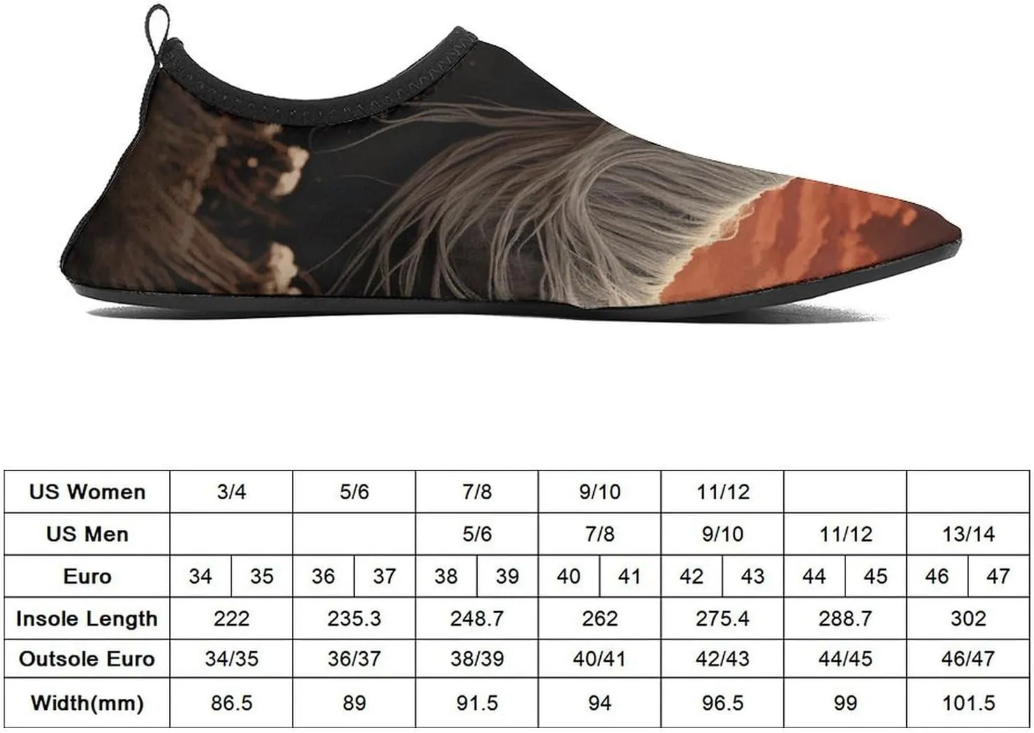 Water Shoes for Women Men Barefoot Water Sports Shoes Romantic Mustang Aqua Socks Quick-Dry Beach Shoes