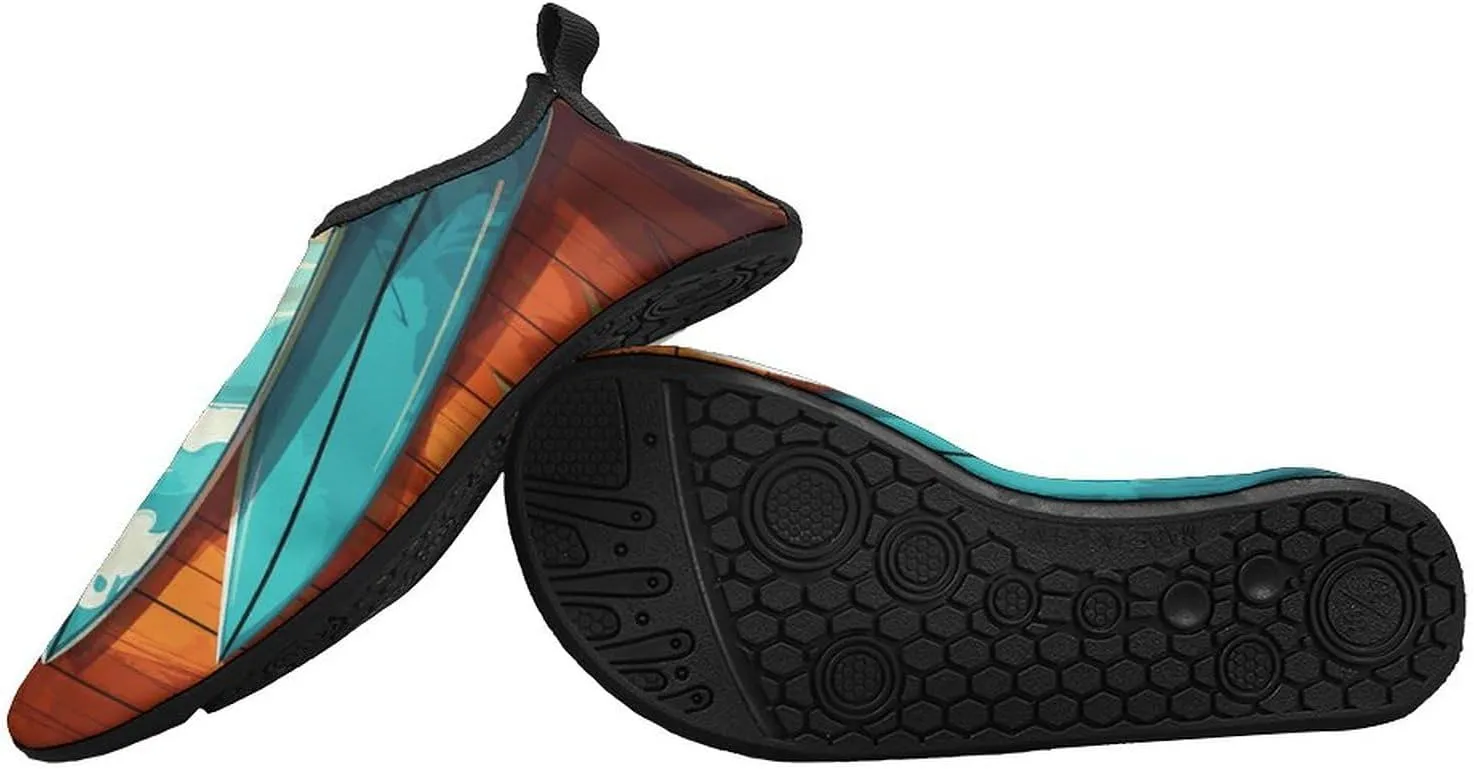 Water Shoes for Women Men Swim Beach Shoes Quick Dry Barefoot Aqua Shoes Surfboard on Wooden Sport Shoes Hiking Shoes