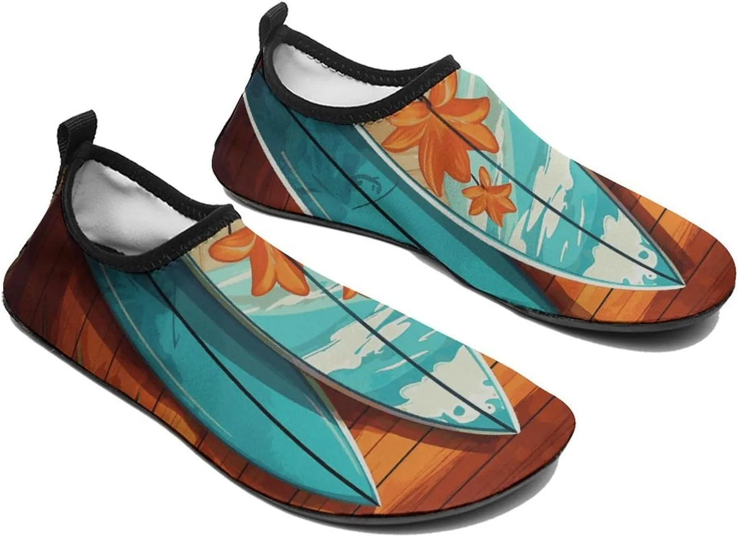 Water Shoes for Women Men Swim Beach Shoes Quick Dry Barefoot Aqua Shoes Surfboard on Wooden Sport Shoes Hiking Shoes