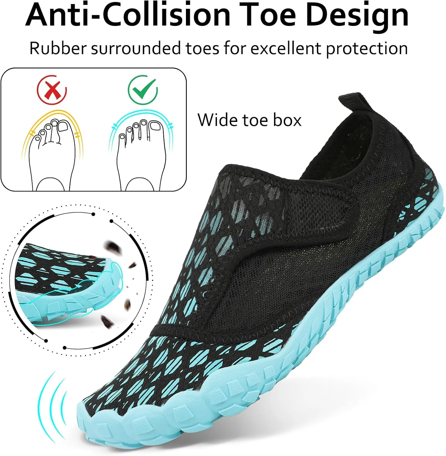 Water Shoes Mens Womens Quick-Dry Barefoot Swim Beach Pool Shoes Aqua Yoga Socks for Hiking Walking Diving Surf Outdoor Water Sports