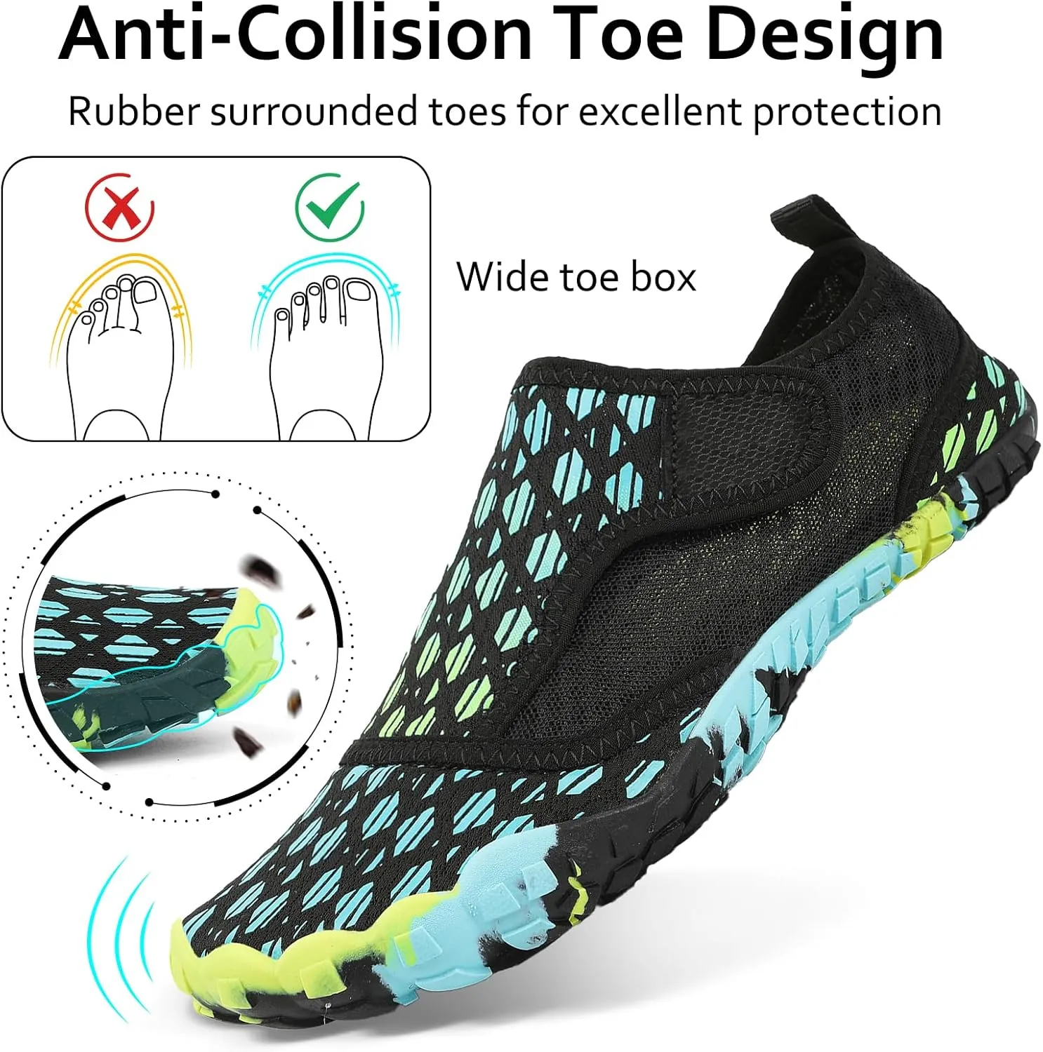 Water Shoes Mens Womens Quick-Dry Barefoot Swim Beach Pool Shoes Aqua Yoga Socks for Hiking Walking Diving Surf Outdoor Water Sports