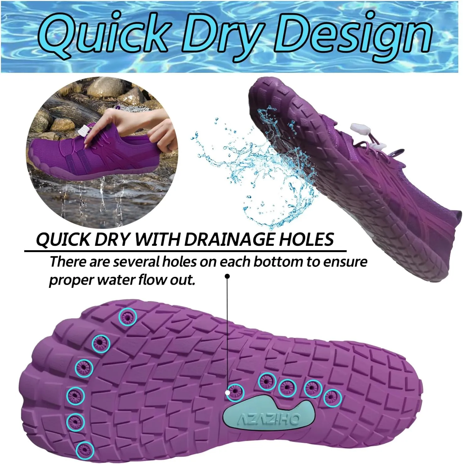 Water Shoes Women Quick-Dry Aqua Sock Barefoot for Beach Swim River Lake Pool Surfing Kayaking