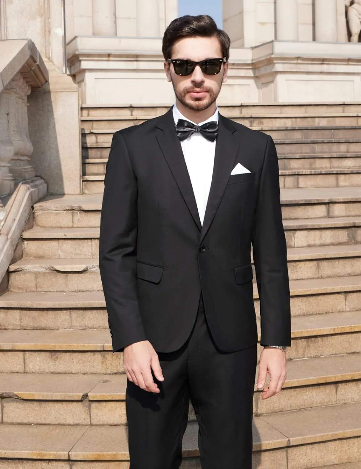 WEEN CHARM Men's Suits Slim Fit 2 Piece One Button Blazer Jacket Wedding Prom Tuxedo Pants Set