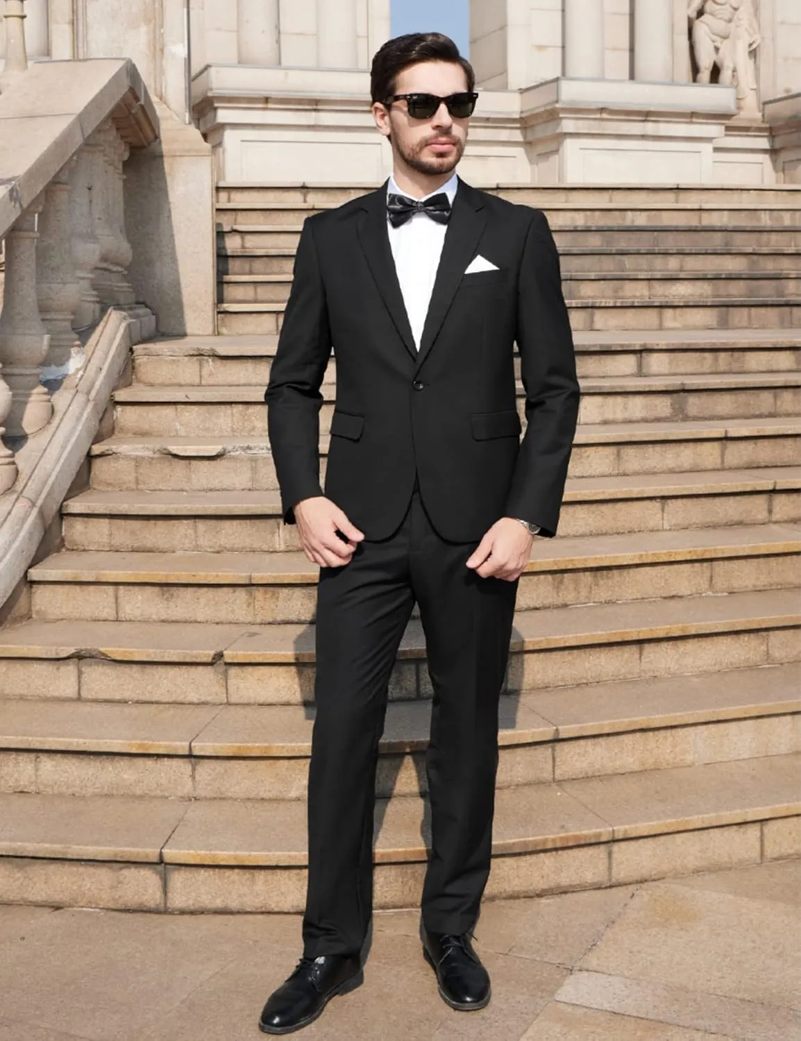 WEEN CHARM Men's Suits Slim Fit 2 Piece One Button Blazer Jacket Wedding Prom Tuxedo Pants Set