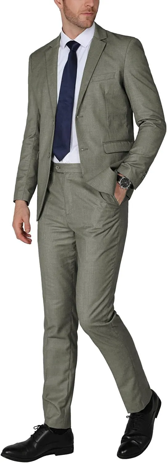 WEEN CHARM Men's Suits Slim Fit 2 Piece Two Button Blazer Wedding Prom Tuxedo Single Breasted Jacket Pants Set