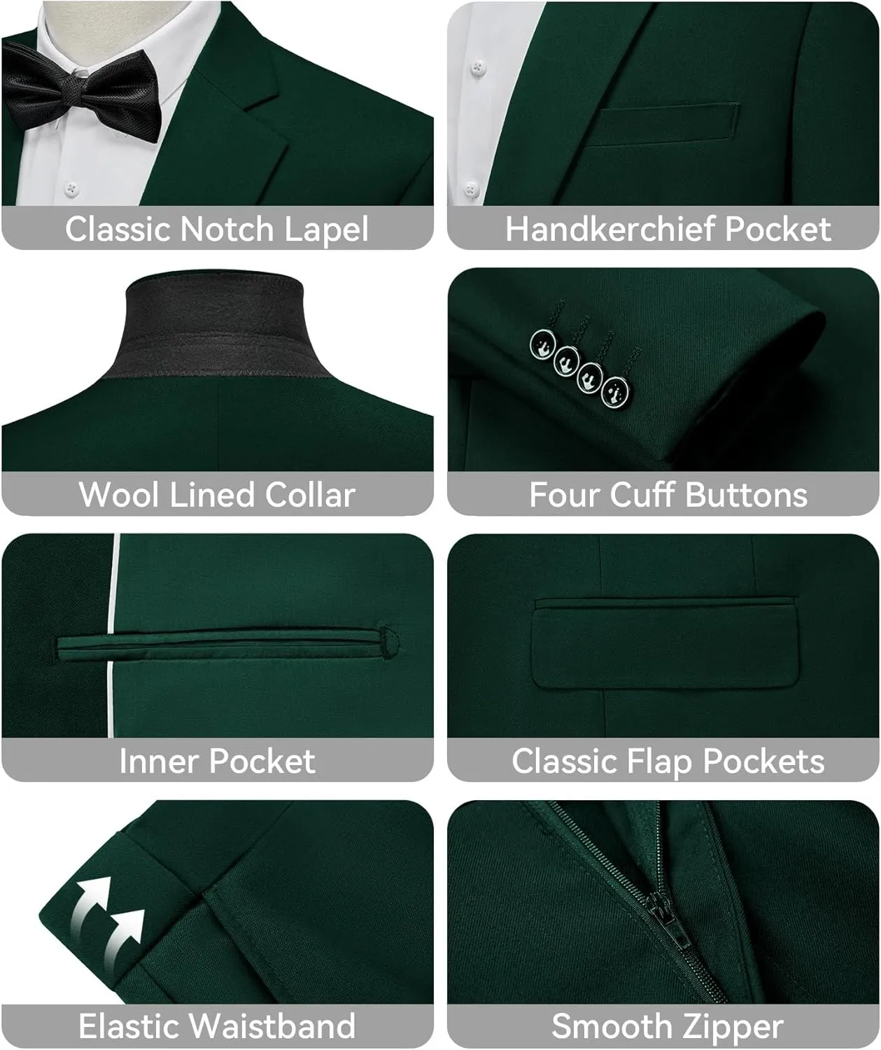 WEEN CHARM Men's Suits Slim Fit 2 Piece Two Button Blazer Wedding Prom Tuxedo Single Breasted Jacket Pants Set
