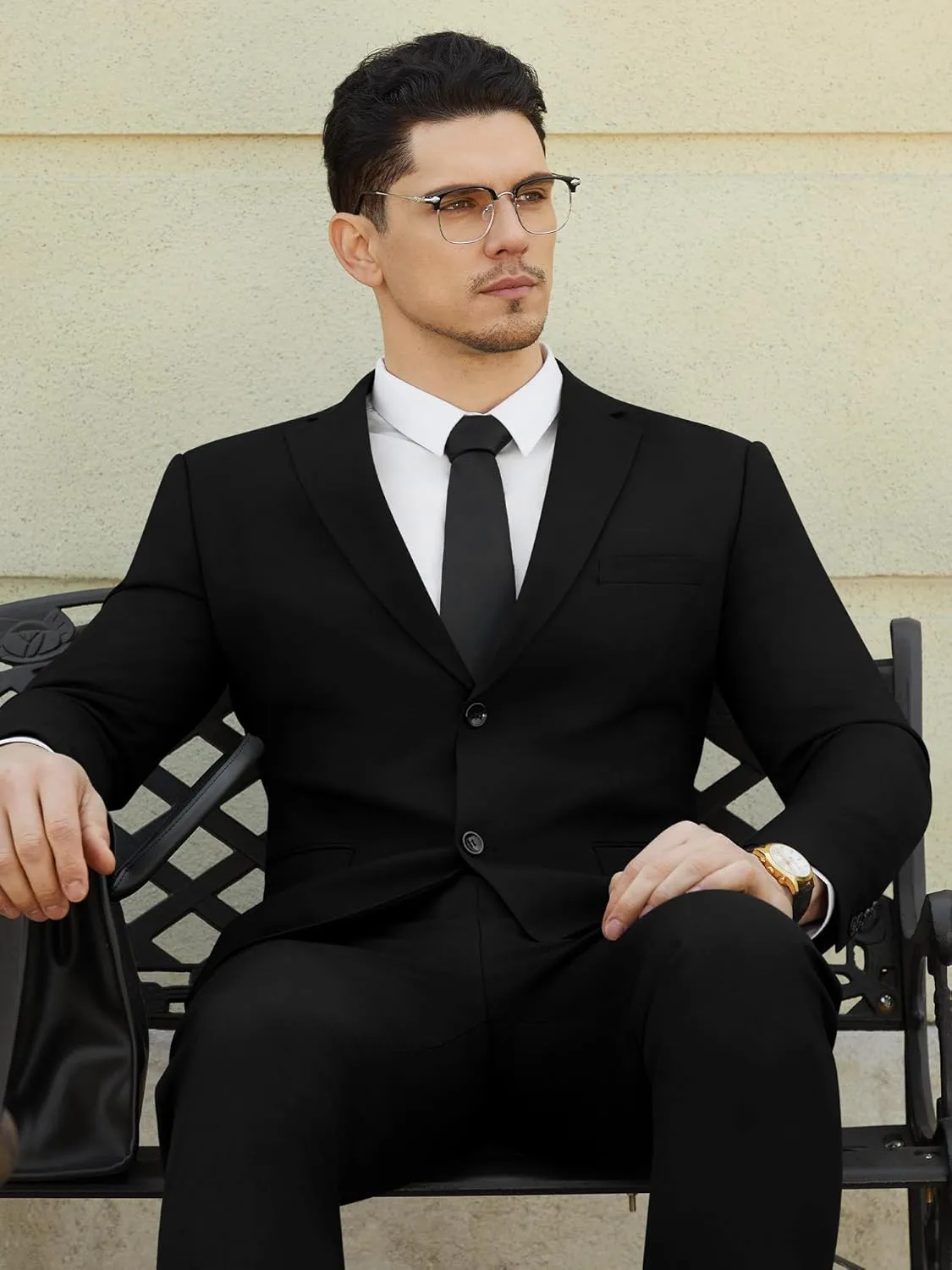 WEEN CHARM Men's Suits Slim Fit 2 Piece Two Button Blazer Wedding Prom Tuxedo Single Breasted Jacket Pants Set