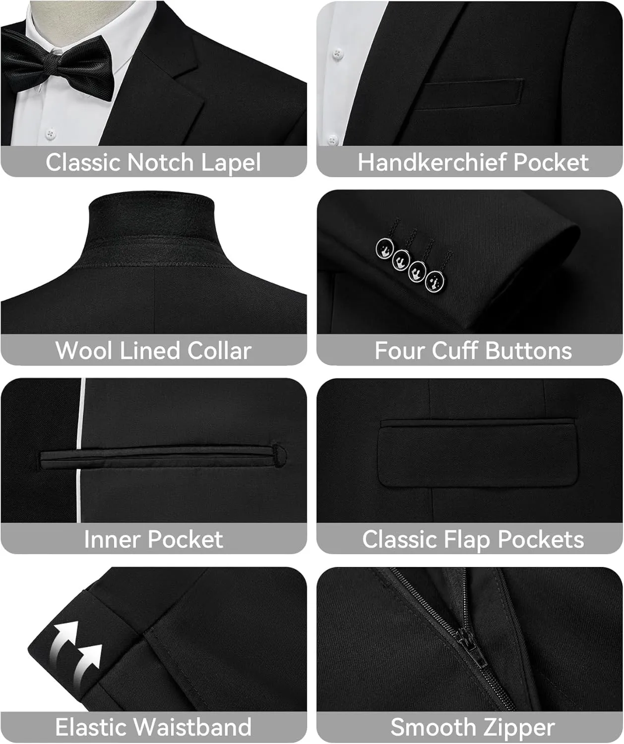 WEEN CHARM Men's Suits Slim Fit 2 Piece Two Button Blazer Wedding Prom Tuxedo Single Breasted Jacket Pants Set