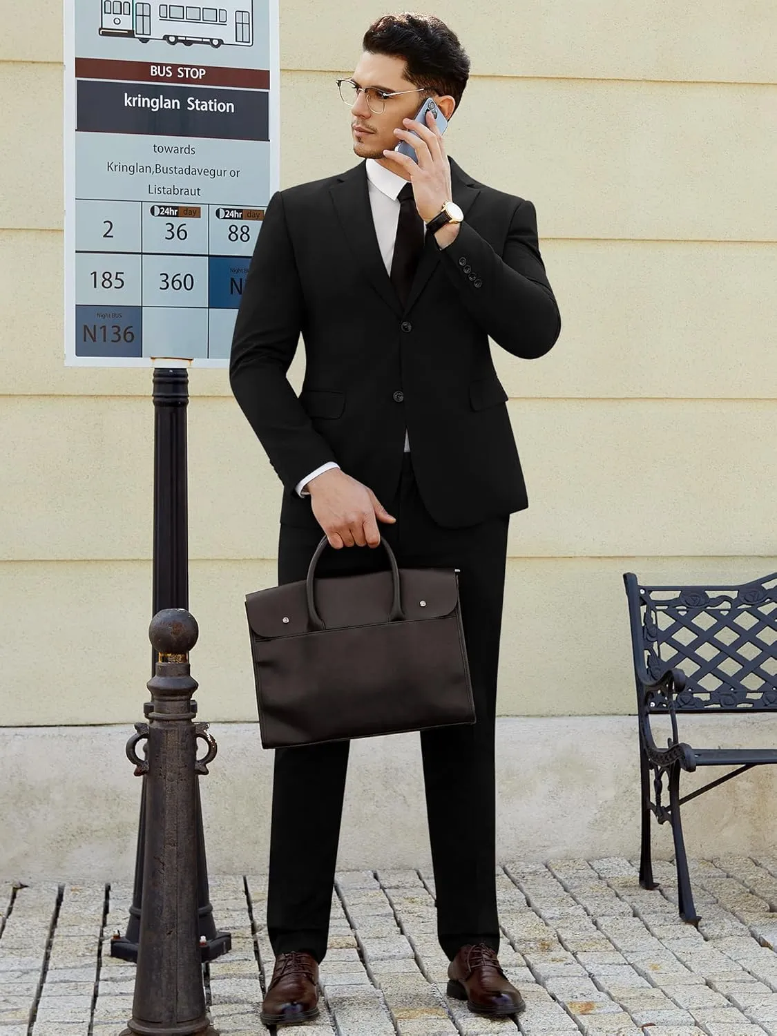 WEEN CHARM Men's Suits Slim Fit 2 Piece Two Button Blazer Wedding Prom Tuxedo Single Breasted Jacket Pants Set