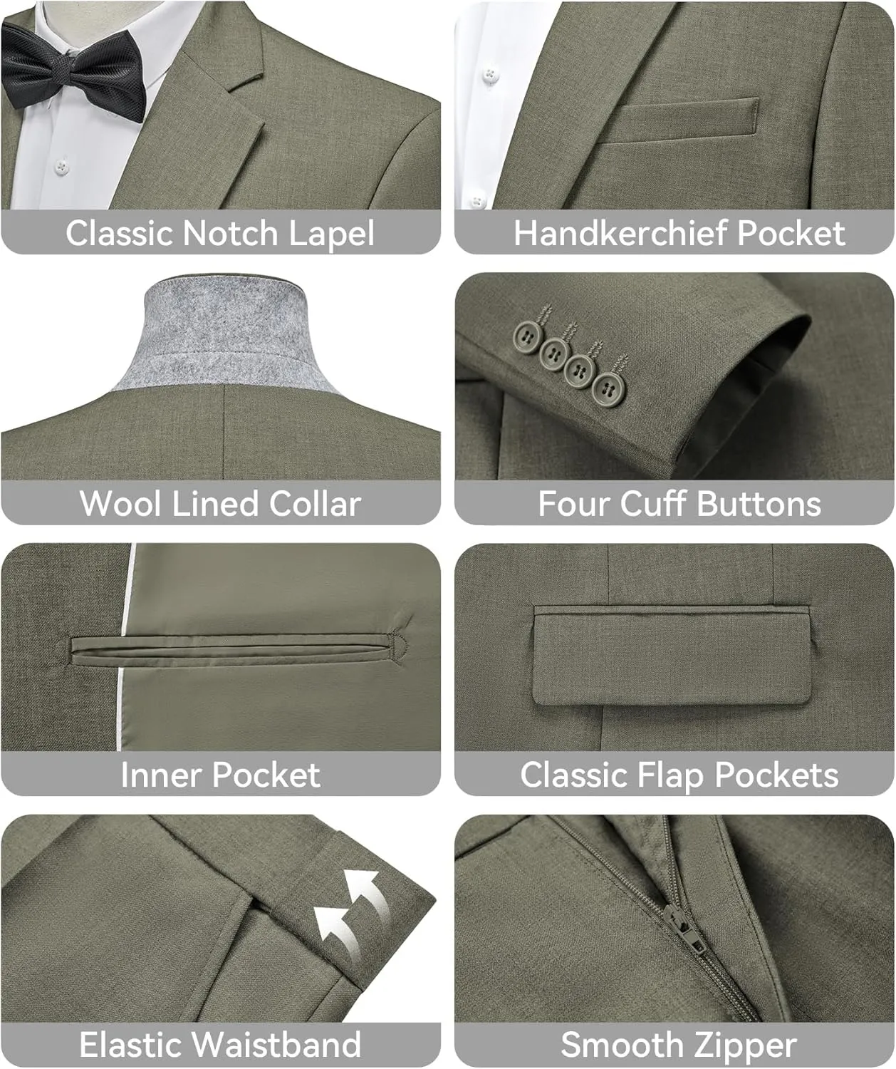 WEEN CHARM Men's Suits Slim Fit 2 Piece Two Button Blazer Wedding Prom Tuxedo Single Breasted Jacket Pants Set