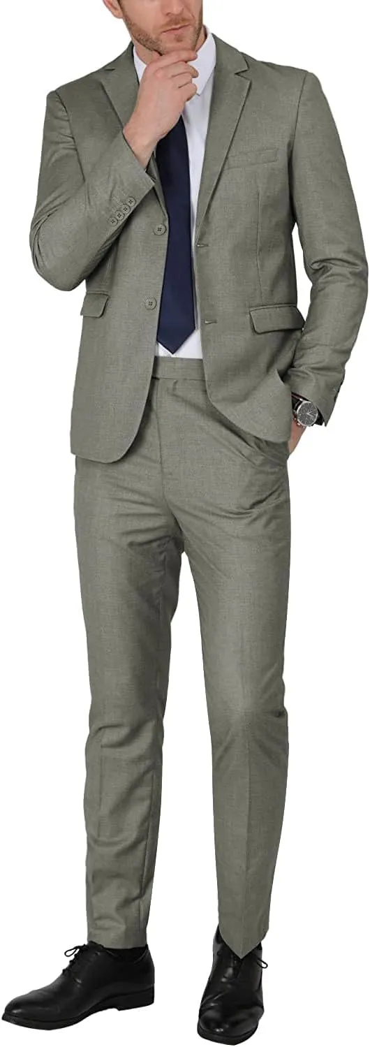 WEEN CHARM Men's Suits Slim Fit 2 Piece Two Button Blazer Wedding Prom Tuxedo Single Breasted Jacket Pants Set