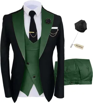Wemaliyzd Men's 3 Piece Suit Slim Fit, Notch Lapel Tux Single Breasted Vest & Pants