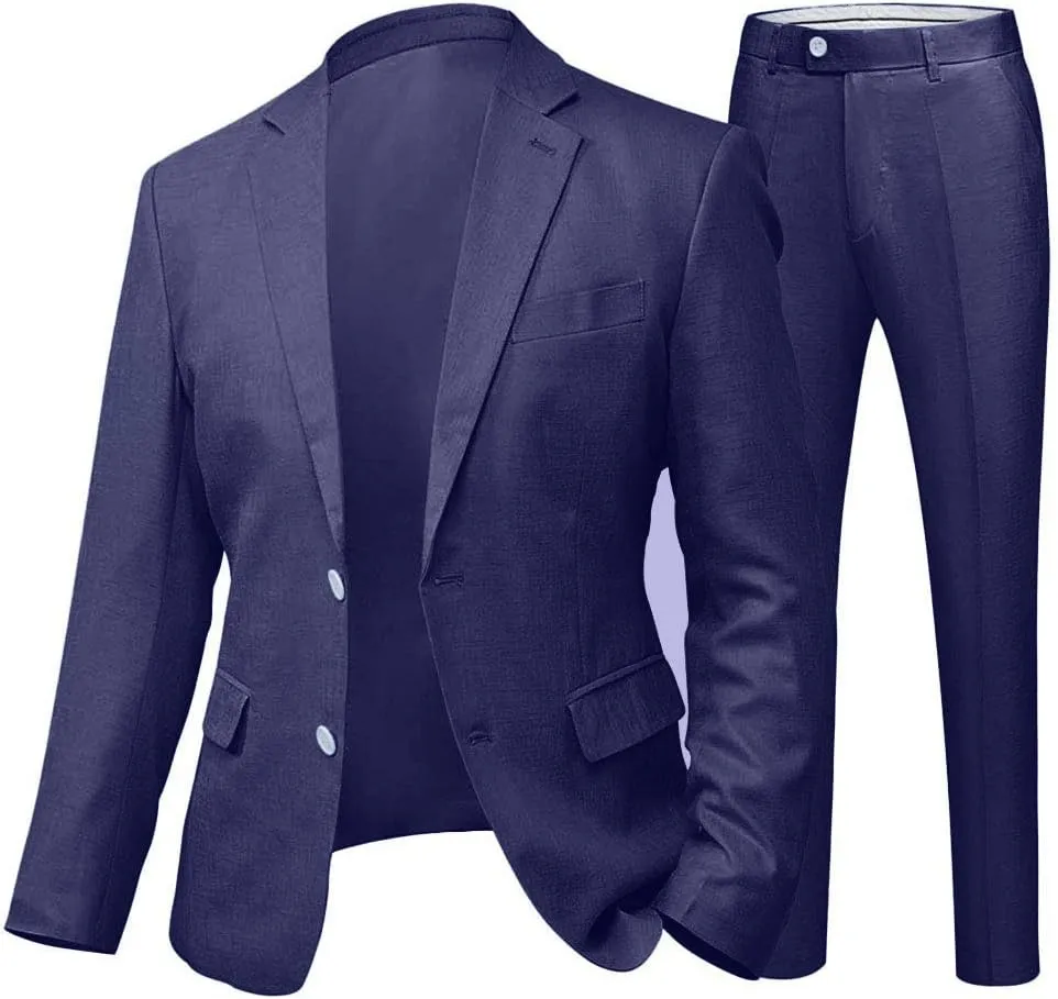 Wemaliyzd Mens Linen Suit Wedding 2 Piece Slim Fit Summer Blazer Coat Pants