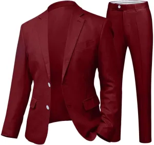 Wemaliyzd Mens Linen Suit Wedding 2 Piece Slim Fit Summer Blazer Coat Pants