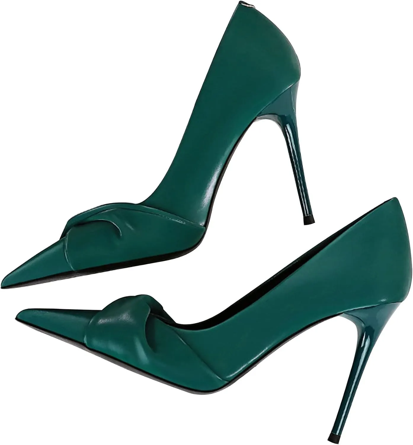 WENJIAZHIZHI Women's Pointed Toe Platform Stiletto High Heels Pleated Bow Office Party Prom Dress Pumps Shoes Slip On