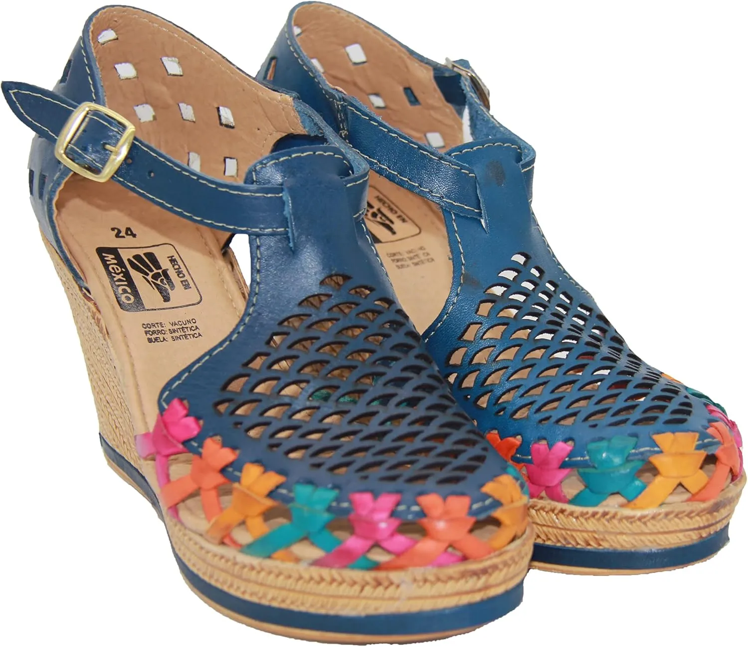 Western Shops Womens Leather Mexican Huarache Sandal, Womens Huarache Leather Wedge Sandal