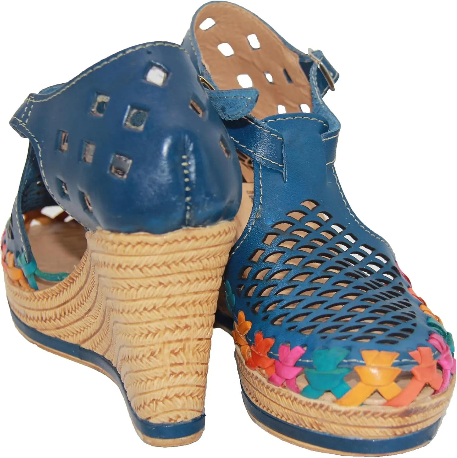 Western Shops Womens Leather Mexican Huarache Sandal, Womens Huarache Leather Wedge Sandal