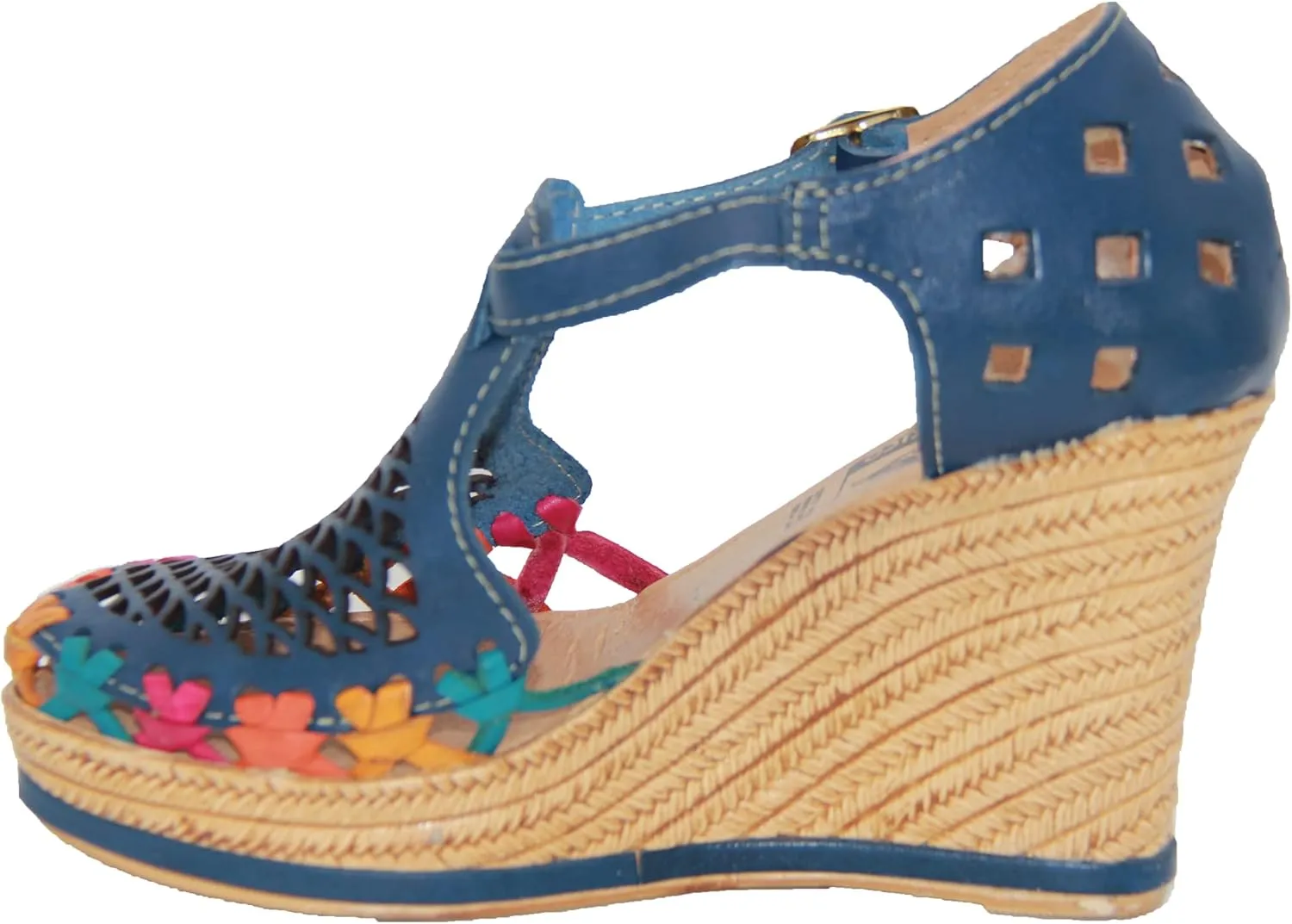 Western Shops Womens Leather Mexican Huarache Sandal, Womens Huarache Leather Wedge Sandal