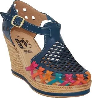 Western Shops Womens Leather Mexican Huarache Sandal, Womens Huarache Leather Wedge Sandal