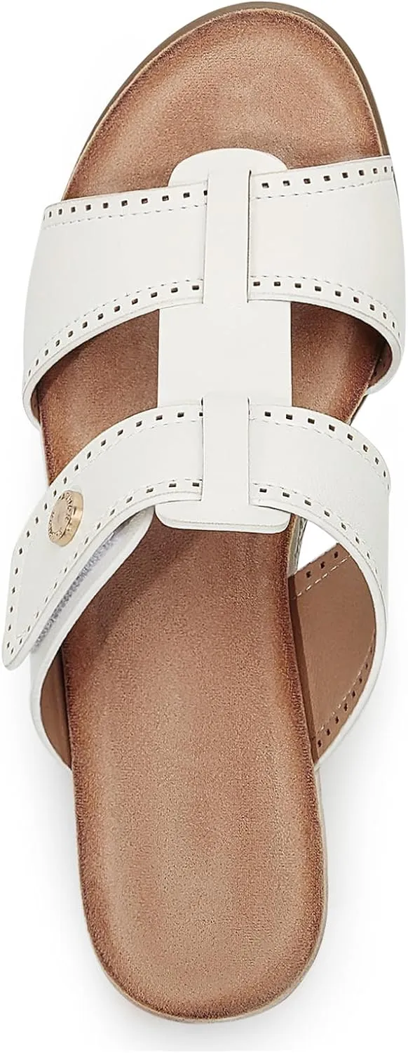 Women's Adjustable Dual Strap Low Platform Slip on Slide Wedge Sandals
