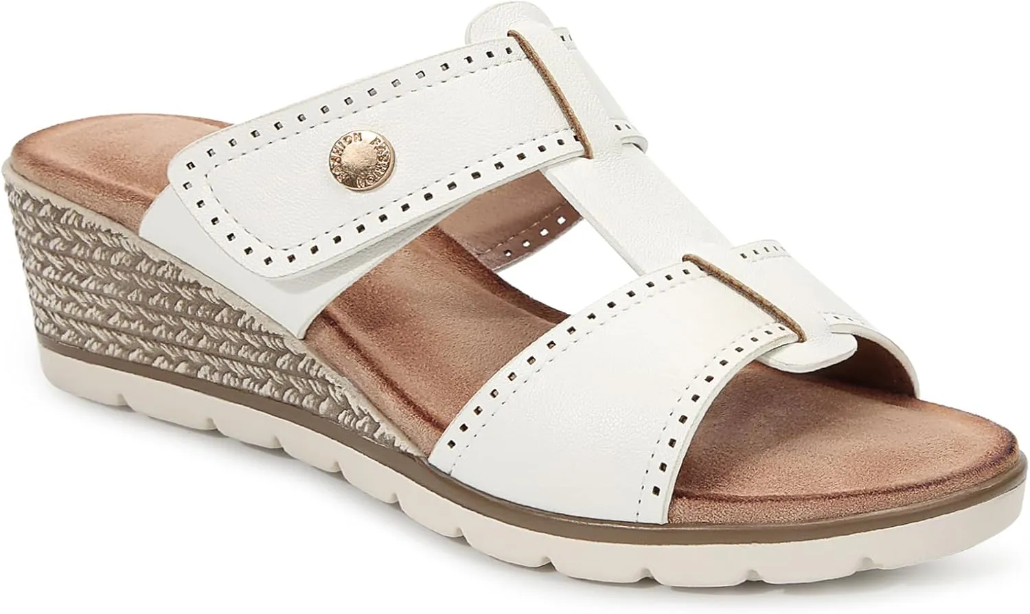 Women's Adjustable Dual Strap Low Platform Slip on Slide Wedge Sandals