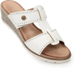 Women's Adjustable Dual Strap Low Platform Slip on Slide Wedge Sandals